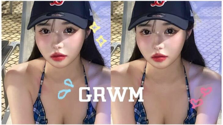 GRWM🏊💦 | プールBBQに行く日！濃いメイクが写真映え💯