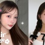 【超簡単&時短】エゴマの葉前髪&サイド三つ編み🍒私がよくするヘアアレンジ2選✧︎*。